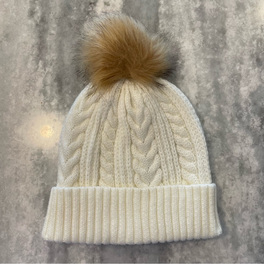 J.Crew Factory PomPom Hat in Cream NWT